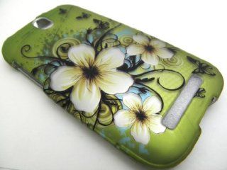 BUTTERFLY & FLOWERS Hard Plastic Design Matte Case for HTC One SV + Car Charger In Twisted Tech Packaging Cell Phones & Accessories