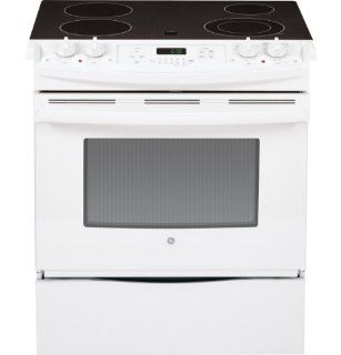GE JS630DFWW 30" White Electric Slide In Smoothtop Range Appliances