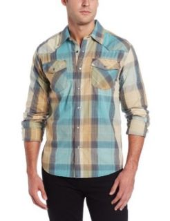 Levi's Men's Layton Plaid Shirt, Blue, Large at  Mens Clothing store