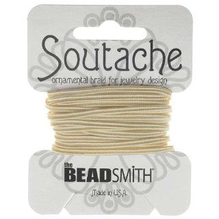BeadSmith Soutache Braided Cord 3mm Wide   Linen White (3 Yard Card)