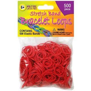 Pepperell Stretch Band Bracelet Loops, Red, 500 Per Package