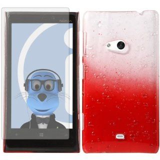 iTALKonline Nokia Lumia 625 TRANSPARENT RED Rain Water Drops Hard Slim Grip Tough Case Soft Skin Cover and Screen Protector Cell Phones & Accessories