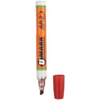 U Mark 10551 AP 2 Fast Drying Permanent Ink Marker, 0.625" Diameter, 6" Length, Red  (Pack of 12)