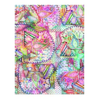 Abstract Girly Neon Rainbow Paisley Sketch Pattern Full Color Flyer