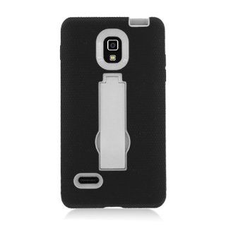Black White Kickstand Double Layer Hard Case Cover for Lg Optimus L9 P769(t Mobile) + Free Silver Stylus Pen Cell Phones & Accessories