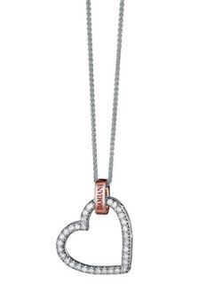 Damiani 20022992  Jewelry,18K White Rose Gold Diamond Heart Necklace, Fine Jewelry Damiani Necklaces Jewelry