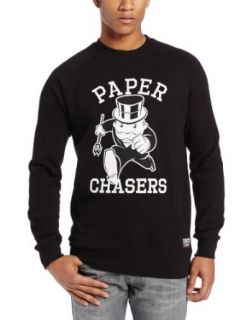 Crooks & Castles Men's Knit Crew Sweatshirt   Paper Chasers, Black, X Large at  Mens Clothing store