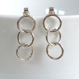 handmade three link drop earrings by handmade silver by helle