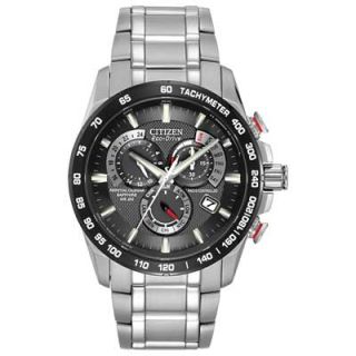 Mens Citizen Eco Drive™ Perpetual Chrono A T Watch with Black Dial