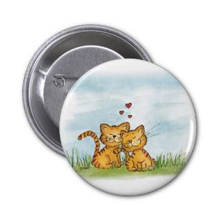 Two cats in love   watercolor illustration pinback buttons