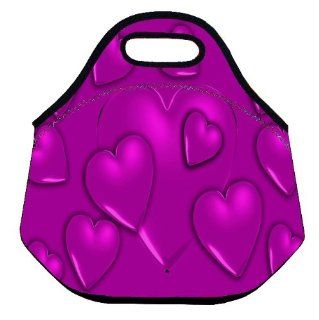 Purple Hearts Insulated Lunch Tote Bag Cooler Box Neoprene Lunchbox for School Work Kitchen & Dining