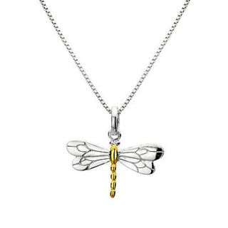 silver and gold dragonfly necklace by rose hill boutique