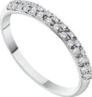 Real Diamond Wedding Engagement Ring 0.14CTW ROUND DIAMOND LADIES FASHION BAND 14K White gold Jewelry