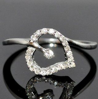 Diamond Ring Real 10K White Gold Leaf New Gift Ring Right Hand ring Cocktail Jewelry