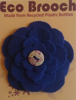 eco brooch from recycled plastic bottles blue by clever togs