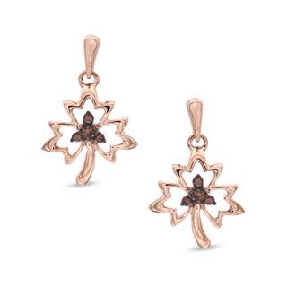CT. T.W. Enhanced Champagne Diamond Maple Leaf Drop Earrings in