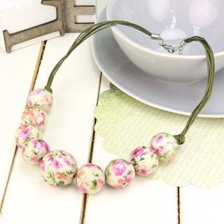 vintage style floral bead necklace by lisa angel