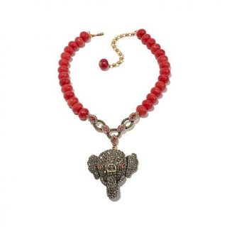 Heidi Daus "The Imperial Elephant" Beaded Pavé Crystal Drop Necklace