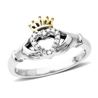 Diamond Accent Claddagh Ring in Sterling Silver and 14K Gold   Zales