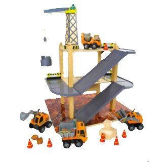 Construction Building Site 3 Level Wooden Crane Set Toys & Games