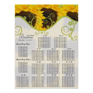 Sunflower Seating Chart Table Numbers Poster