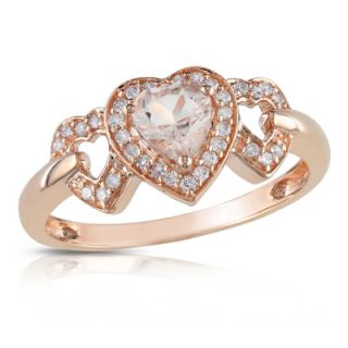 Heart Shaped Pink Morganite and 1/8 CT. T.W. Diamond Ring in 10K Rose