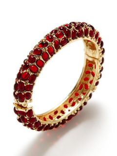 Red Resin Cabochon & Gold Bangle Bracelet by Kenneth Jay Lane