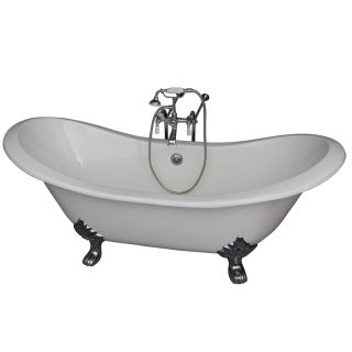 Barclay 71 in L x 40.5 in W x 40 in H Polished Chrome Cast Iron Oval Clawfoot Bathtub with Center Drain