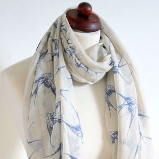swallow bird print scarf by house interiors & gifts