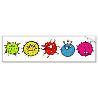 Colourful Cartoon Germs Bumper Stickers