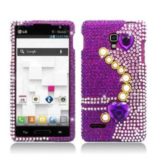 Aimo LGP769PCLDI638 Dazzling Diamond Bling Case for Optimus L9   Retail Packaging   Pearl Purple Cell Phones & Accessories