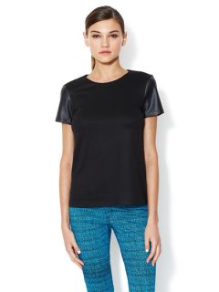 Jacinda Faux Leather Sleeve Top by French Connection