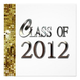 Gold Sequins And Silver Graduation Invitations