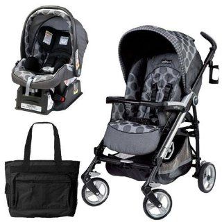 Peg Perego Pliko Four Travel System with a Diaper Bag   Pois Grey  Infant Car Seat Stroller Travel Systems  Baby