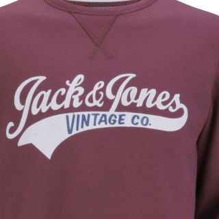 Jack & Jones Vintage Mens Access Sweatshirt   Burgundy      Mens Clothing
