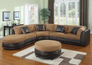AC Pacific 3 Piece Sectional Sofa plus Ottoman, Brown (AC 639)  