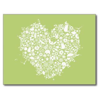 Lime White Love Heart Shapes Postcard