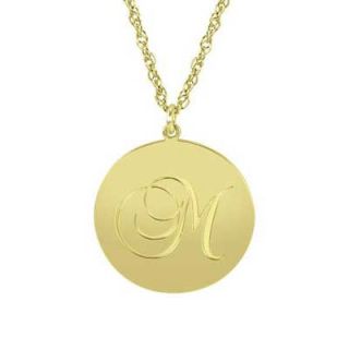 Script Initial Disc Pendant in Sterling Silver with 14K Gold Plate (1