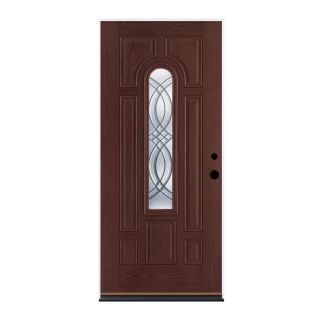 Therma Tru Benchmark Doors Center Arch Lite Decorative Mahogany Outswing Fiberglass Entry Door (Common 80 in x 36 in; Actual 80 in x 37.5 in)