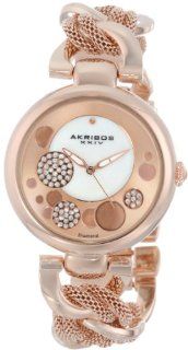 Akribos XXIV Women's AK643RG Lady Diamond Rose Tone Dial Mesh and Chain Link Bracelet Watch Akribos XXIV Watches