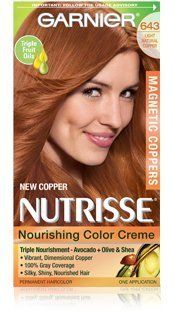 Garnier Nutrisse Nourishing Color Creme Permanent Haircolor, Limited Edition Magnetic Coppers, Light Natural Copper 643  Chemical Hair Dyes  Beauty