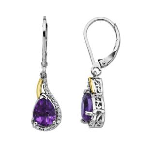Amethyst and 1/8 CT. T.W. Diamond Drop Earrings in Sterling Silver and