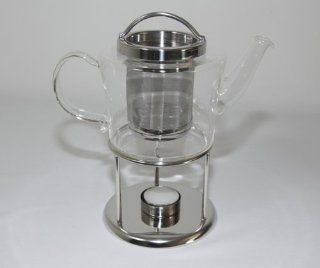 Tryeh Glass Teapot with Warmer Set 24 oz Kitchen & Dining