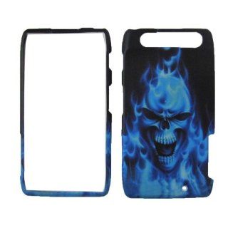 Blue Fire Skull Burning Protector Cover Hard Case Snap on Faceplate for Motor Cell Phones & Accessories