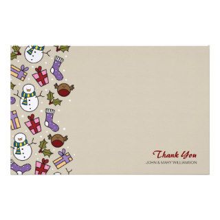 Cute Festive Characters Thank You Note Paper Customized Stationery