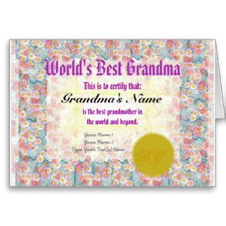 Make a World's Best Grandma Award Certificate Card