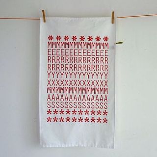 'merry xmas' typographic tea towel by mr.ps