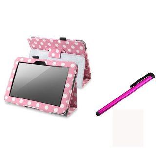 Tyso� USA compatible with  Kindle Fire HD 7 inch Pink/ White Polka Dot PU Folio Leather Case With Stand + FREE Pink Stylus Computers & Accessories