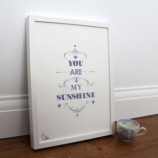 'personalised you are my sunshine' print by ros shiers