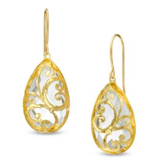 Pear Shaped Crystal Scroll Earrings in 10K Gold   Zales